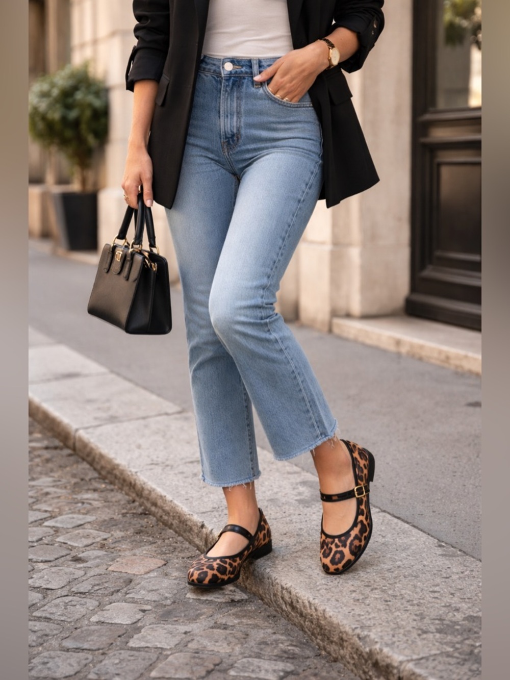 Leopard Print Mary Jane Flats with Buckle Strap - Brown - Picture 2 of 12